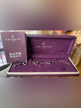 Charriol Silver Stainless Steel Linked Heart Necklace